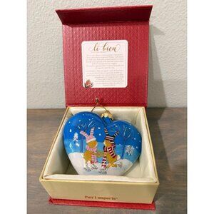Pier 1 Li Bien Ice Skating Bunnies Heart Ornament 2018